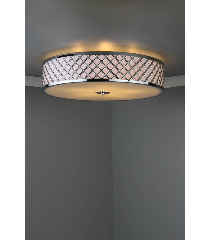 Cylindrical Flush Ceiling Light Large Polished Chrome, 5x E14