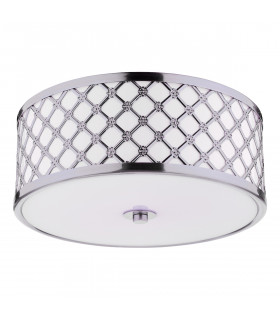 Cylindrical Small 2 Light Flush Ceiling Light Polished Chrome Frosted Glass