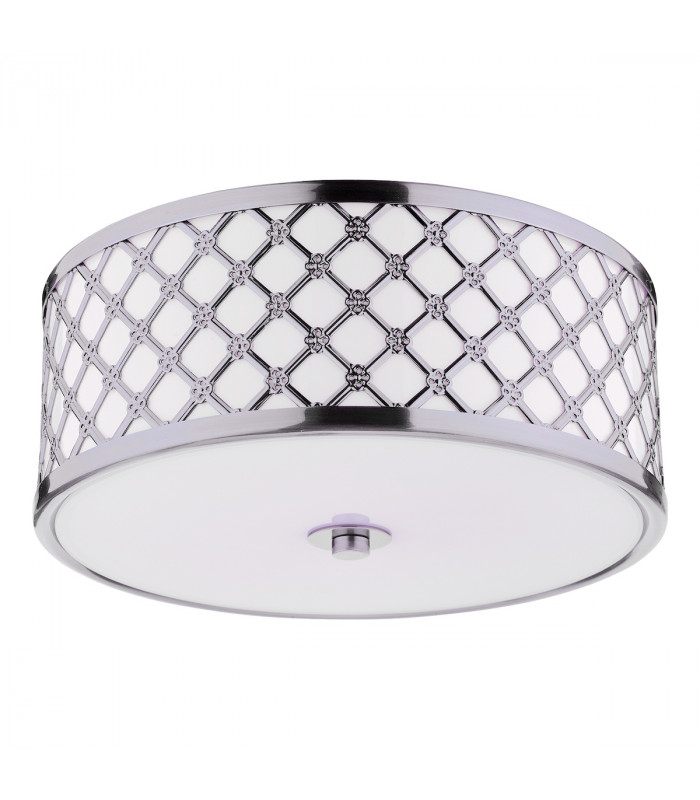 Cylindrical Small 2 Light Flush Ceiling Light Polished Chrome Frosted Glass