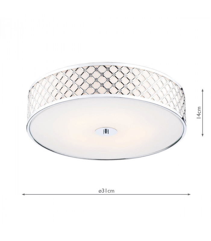Cylindrical Small 2 Light Flush Ceiling Light Polished Chrome Frosted Glass