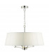 Cylindrical Pendant Light Polished Nickel with Ivory Ribbon Shade, 4x E14