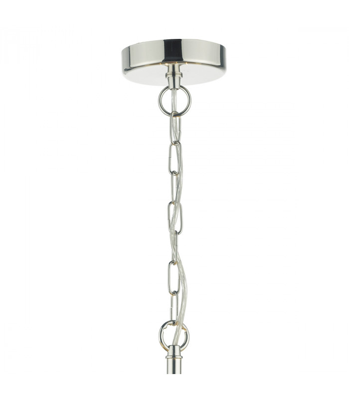Cylindrical Pendant Light Polished Nickel with Ivory Ribbon Shade, 4x E14