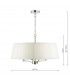 Cylindrical Pendant Light Polished Nickel with Ivory Ribbon Shade, 4x E14