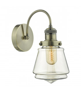 Wall Light Antique Brass & Champagne Glass