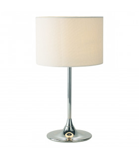 Table Lamp Chrome complete with Ivory Woven Round Drum Shade