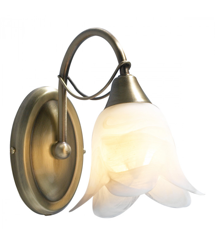 Single Wall Light Antique Brass complete with Alabaster Glass