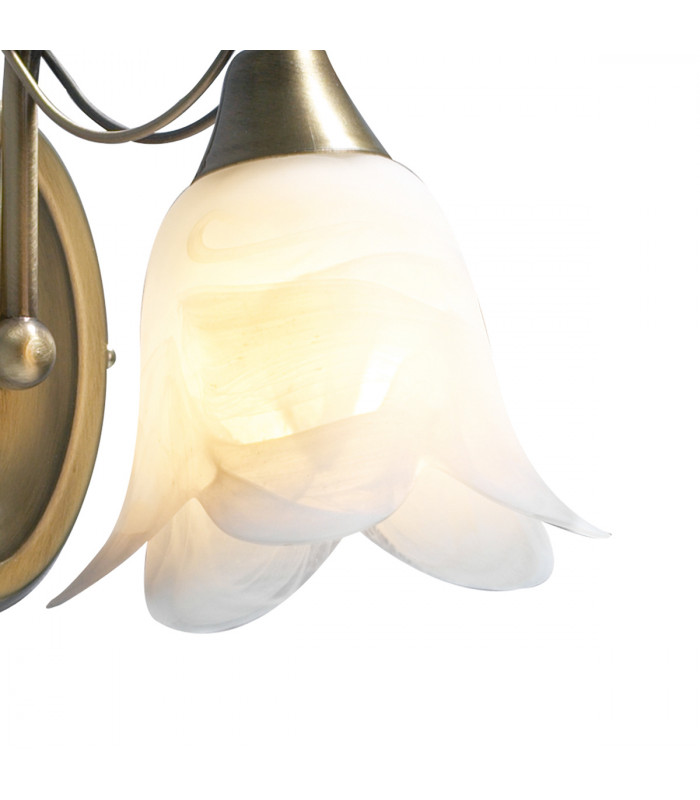 Single Wall Light Antique Brass complete with Alabaster Glass