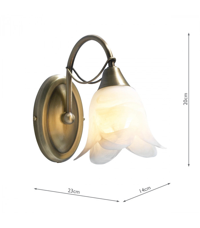 Single Wall Light Antique Brass complete with Alabaster Glass