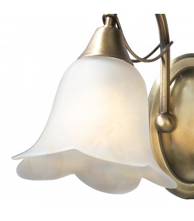 Double Wall Light Antique Brass complete with Alabaster Glass