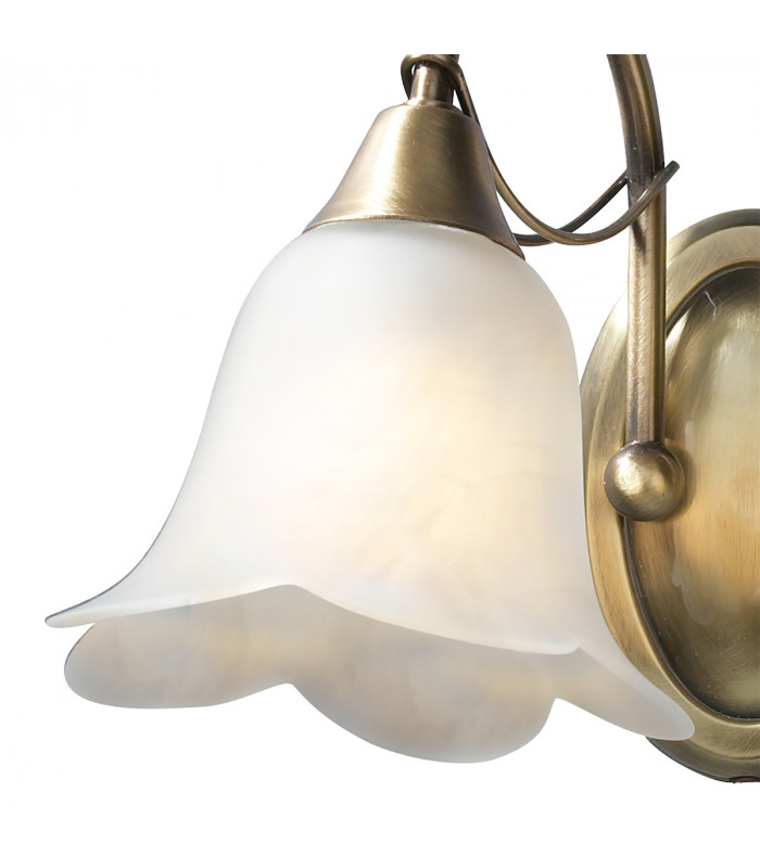 Double Wall Light Antique Brass complete with Alabaster Glass