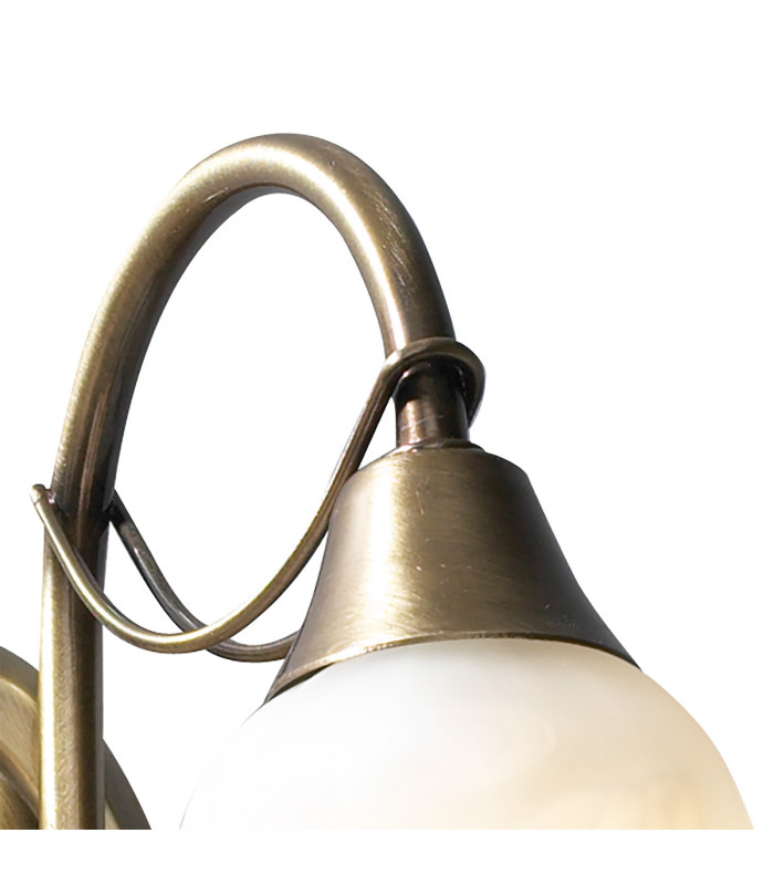 Double Wall Light Antique Brass complete with Alabaster Glass