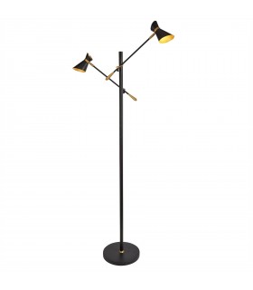 LED 2 Light Floor Lamp Matt Black, Gold - 1
