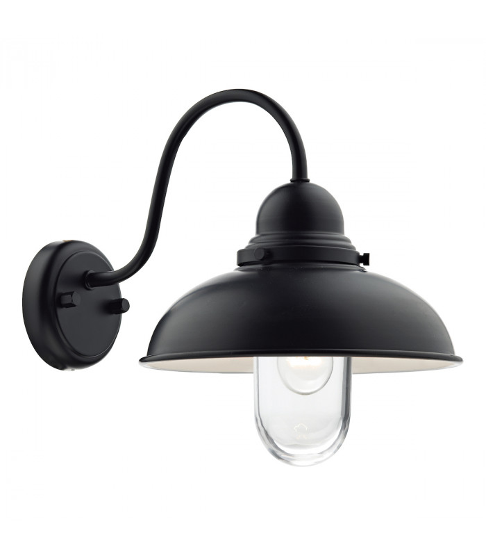 Dome Wall Light Matt Black IP44, 1x E14