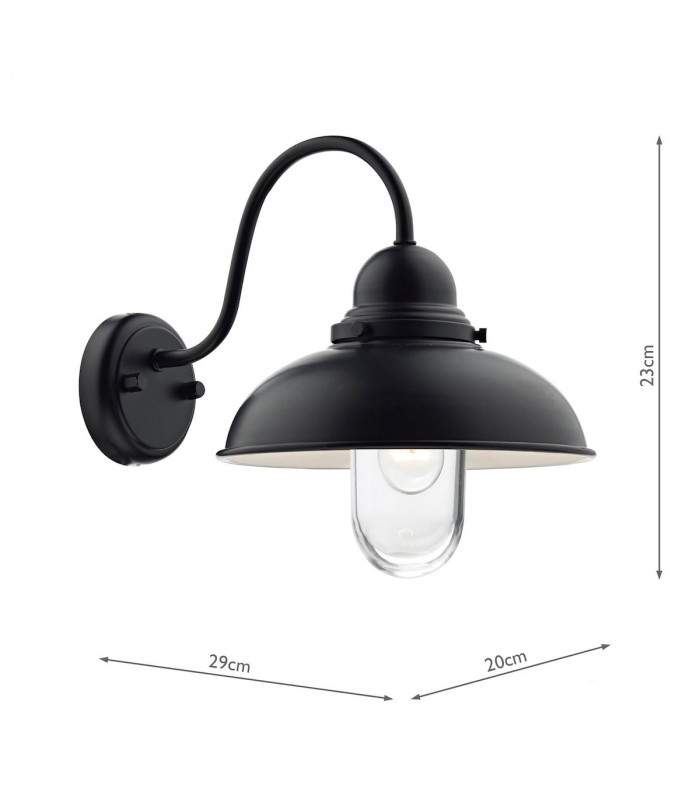 Dome Wall Light Matt Black IP44, 1x E14