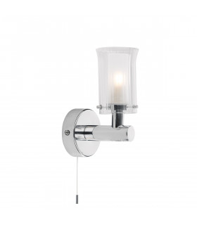Bathroom Switched Single Wall Light Polished Chrome IP44