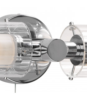 Bathroom Switched Double Wall Light Polished Chrome IP44