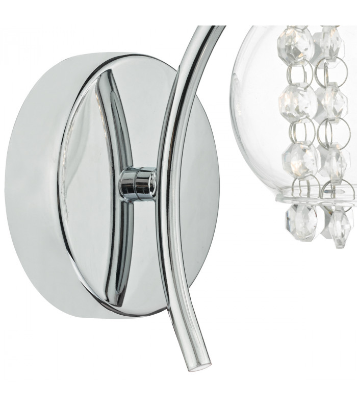 Crystal Single Wall Light Polished Chrome & Glass