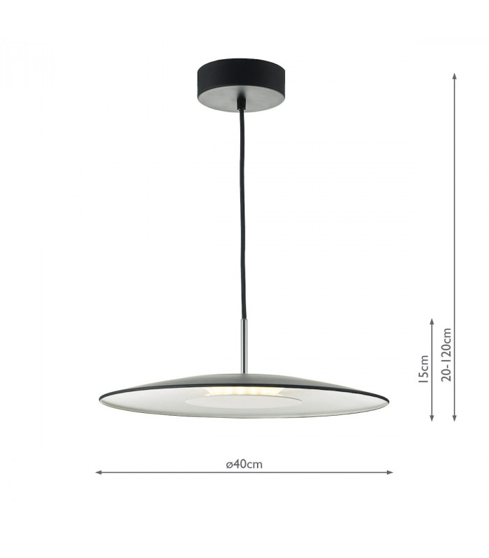Dome Pendant Light LED Black & Stainless Steel