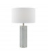 Table Lamp Stone with White Linen Round Drum Shade
