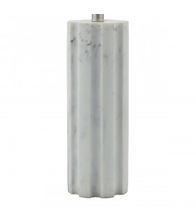 Table Lamp Stone with White Linen Round Drum Shade