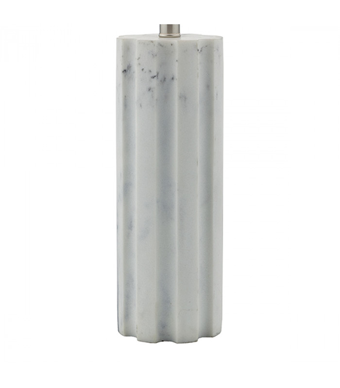 Table Lamp Stone with White Linen Round Drum Shade
