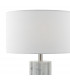 Table Lamp Stone with White Linen Round Drum Shade