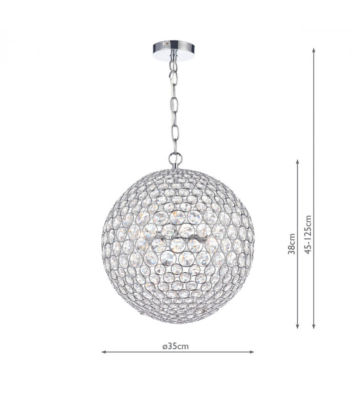 Spherical 35cm Pendant Light Polished Chrome, 5x G9