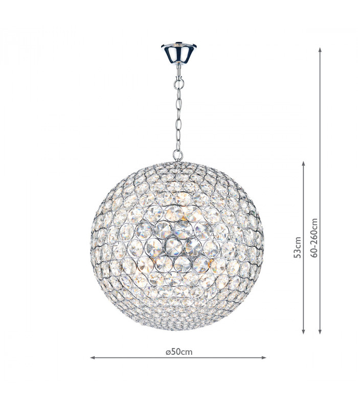 Spherical 50cm Pendant Light Polished Chrome, 8x E14