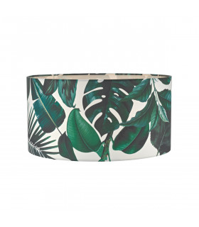 Cylindrical Easy Fit Pendant Light Green Leaf Print