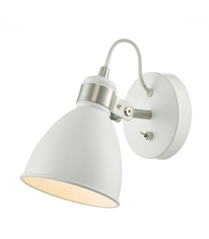 Single Spotlight Wall Light White & Satin Chrome
