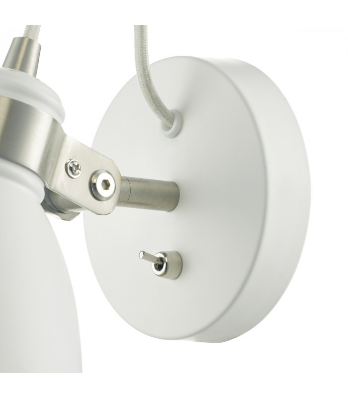 Single Spotlight Wall Light White & Satin Chrome
