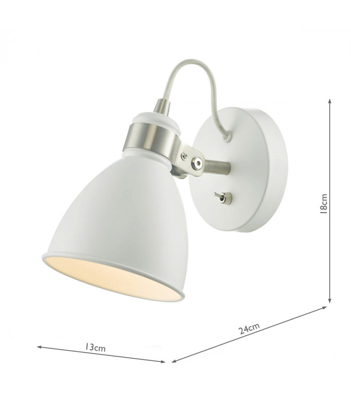 Single Spotlight Wall Light White & Satin Chrome