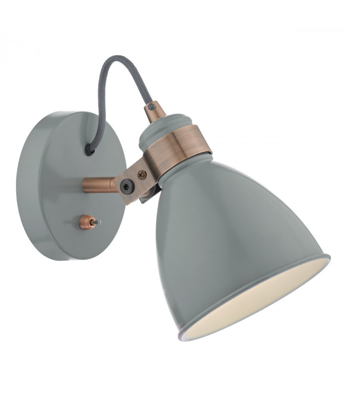 Single Spotlight Wall Light Grey & Copper
