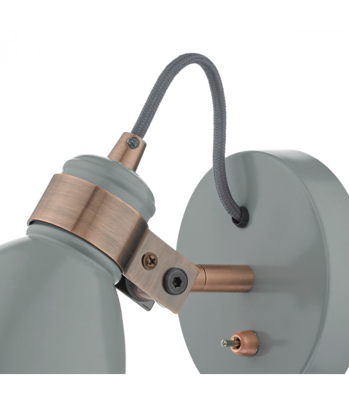 Single Spotlight Wall Light Grey & Copper