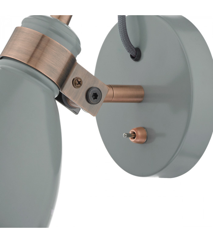 Single Spotlight Wall Light Grey & Copper