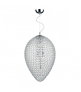 Pendant Light Polished Chrome and Clear Faceted Crystal, 5x E14