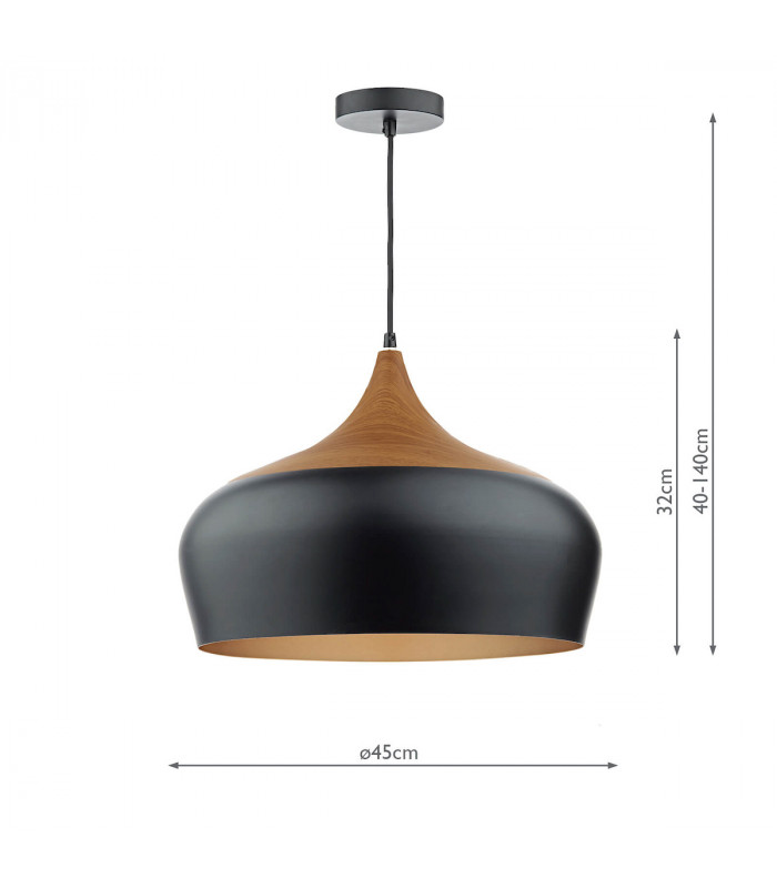 Dome Pendant Light Black Large, 1x E27