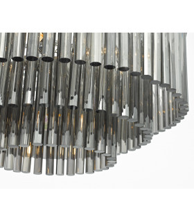 Cylindrical Pendant Light Polished Chrome & Smoked Glass, 5x G9