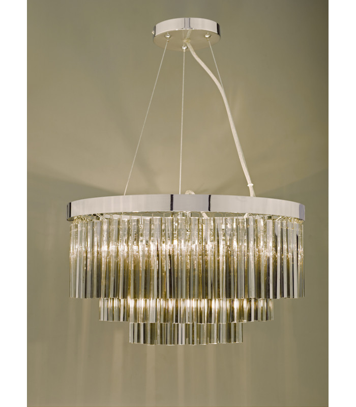Cylindrical Pendant Light Polished Chrome & Smoked Glass, 5x G9