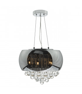 Pendant Light Smoked & Clear Glass, 5x G9