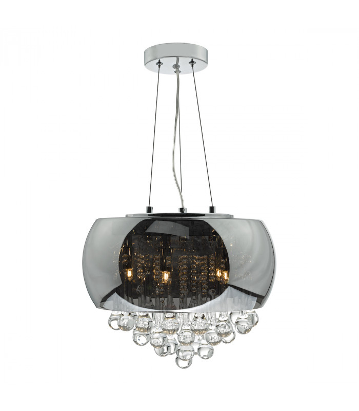 Pendant Light Smoked & Clear Glass, 5x G9