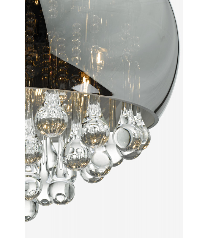 Pendant Light Smoked & Clear Glass, 5x G9