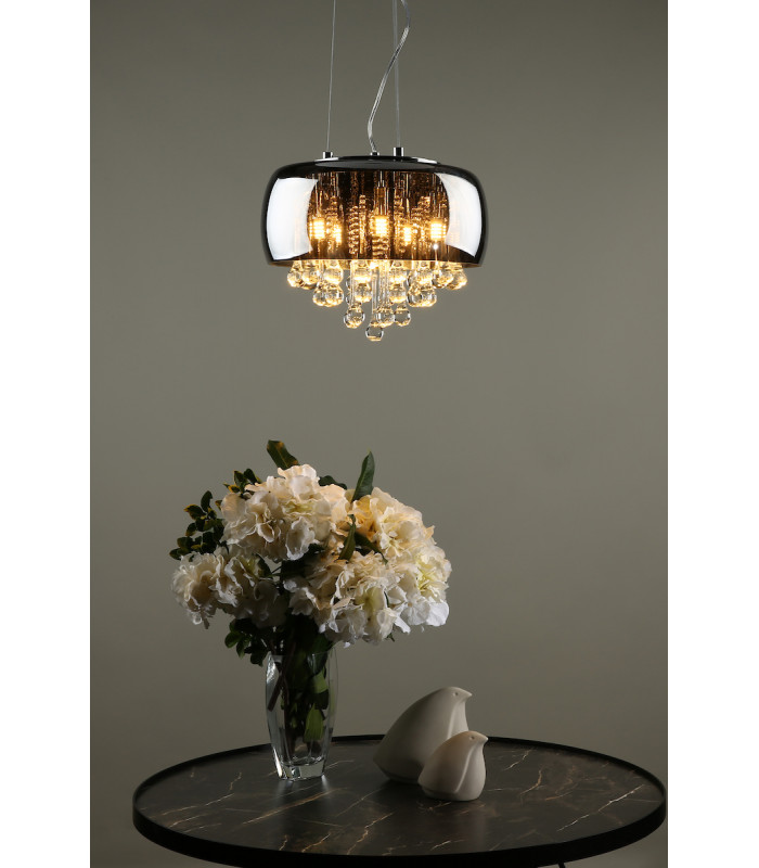 Pendant Light Smoked & Clear Glass, 5x G9
