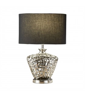 1 Light Table Lamp Chrome with Black Shade, E27 - 1