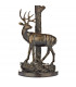 Deer Table Lamp in Aged Brass complete with Round Tapered Shade