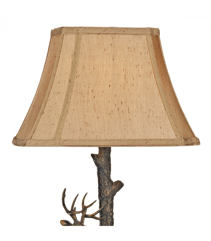 Deer Table Lamp in Aged Brass complete with Round Tapered Shade