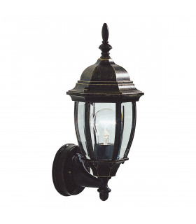 Lantern Uplighter Wall Light Black Gold IP43