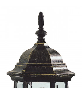 Lantern Uplighter Wall Light Black Gold IP43