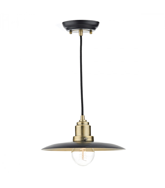 Dome Pendant Light Black, Antique Brass, 1x E27
