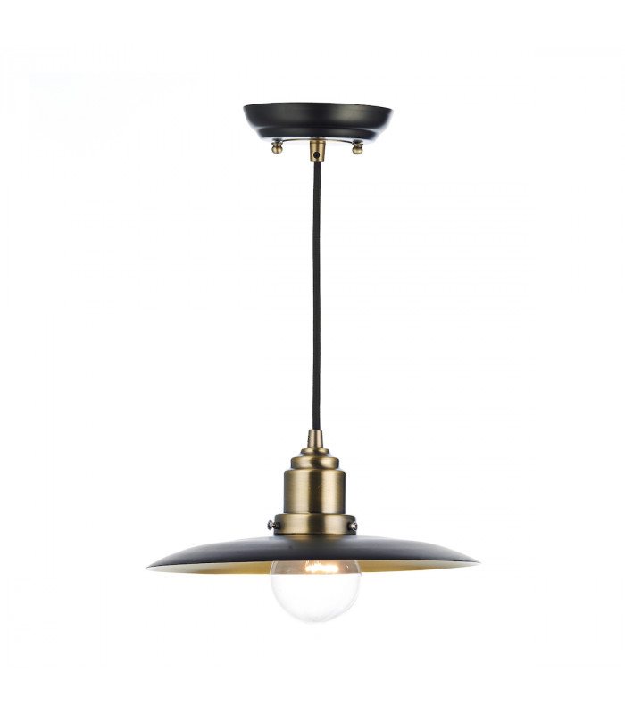 Dome Pendant Light Black, Antique Brass, 1x E27